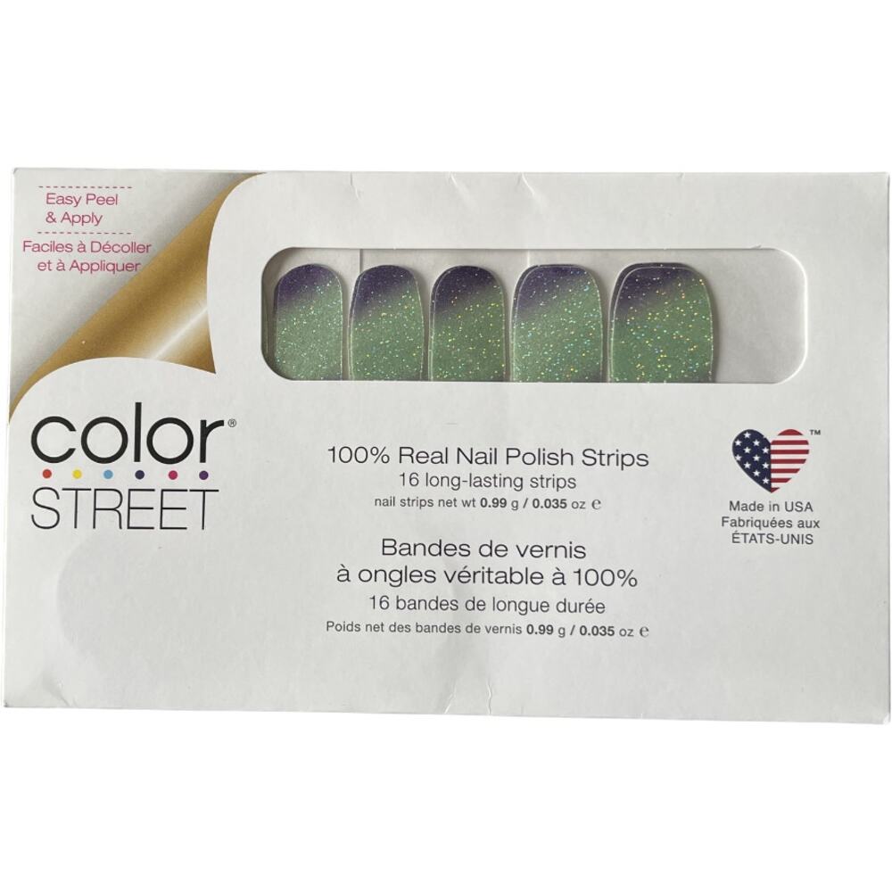 Color Street Mi Little Obsession Nail Polish Strips Purple Teal Glitter FDG317